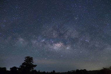 Yıldızlı gece gökyüzü, yıldızlar ve uzay tozu ile Samanyolu 
