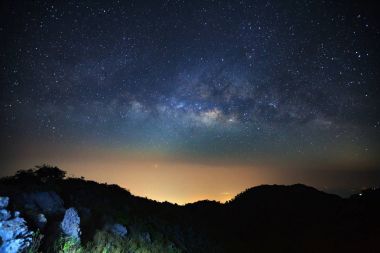 Milky Way Galaxy at Doi Luang Chiang Dao.Long exposure photograp clipart