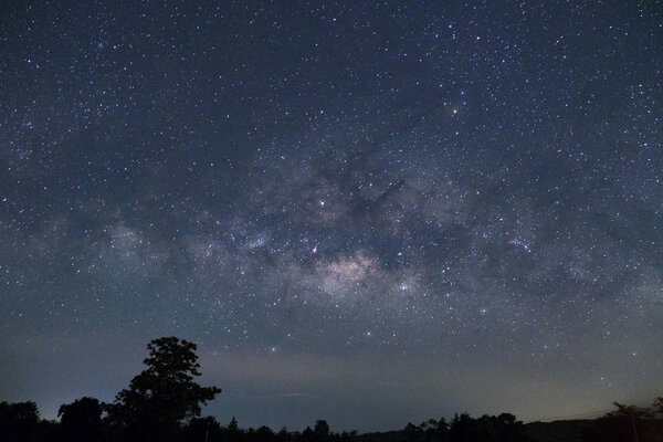 Starry night sky, milky way galaxy with stars and space dust in 