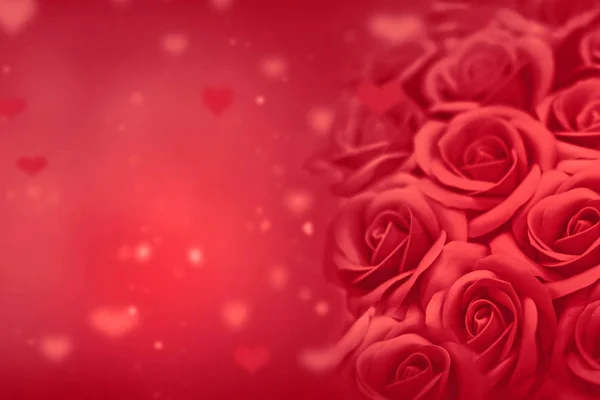 Valentine Card - Roses And Hearts On Romantic Background — Stock Photo, Image