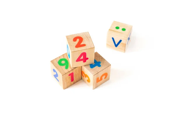 Developing wooden blocks. Natural, eco-friendly toys for children. — Stock Photo, Image