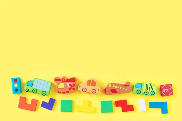 Developing wooden blocks. Natural, eco-friendly toys for children. — Stock Photo, Image