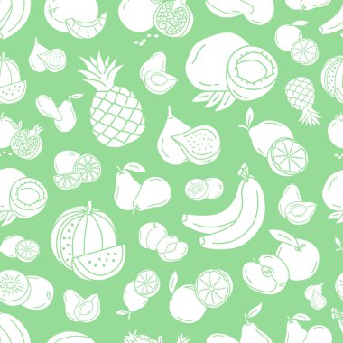 Meyve arkaplanı - Grafik tasarımı için vektörsüz kalıpsız katı vejetaryen gıdalarının silüetleri
