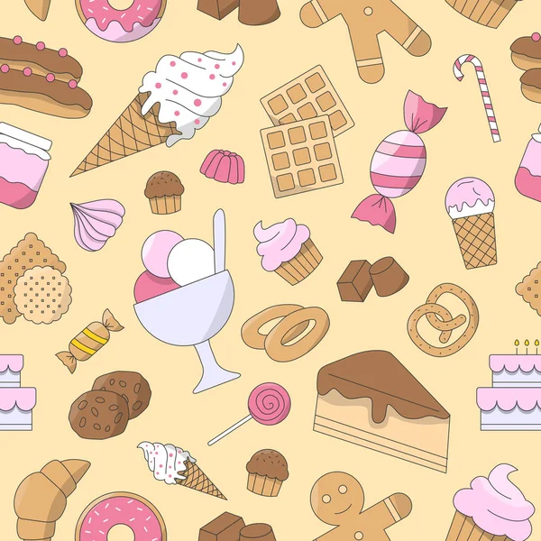 Fondo Caramelo Patrón Sin Costuras Color Vectorial Alimentos Dulces Para — Archivo Imágenes Vectoriales