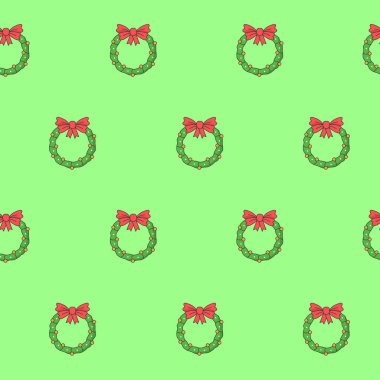 Paket kağıdı - Vektör grafik tasarımı için Noel kusursuz çelenk deseni