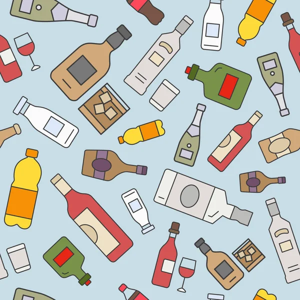 水壶背景 平面设计用的水瓶和酒精的矢量色无缝图案 — 图库矢量图片