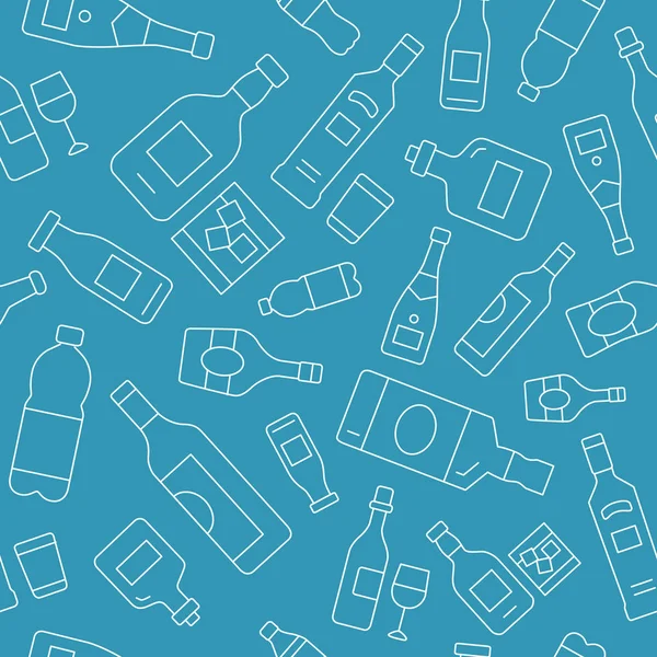瓶子背景 平面设计用的矢量无缝隙饮酒和酒精图案 — 图库矢量图片