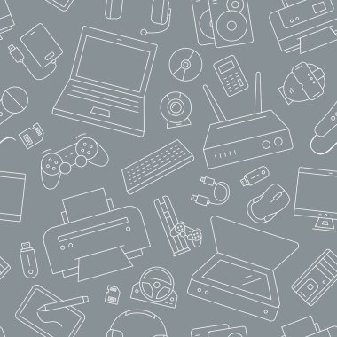 Elektronik aygıtlar arkaplanı - Grafik tasarımı için vektörsüz patern tekniği ve bilgisayar