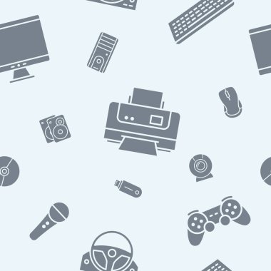 Elektronik aygıtlar arkaplanı - Grafik tasarımı için vektörsüz kalıpsız katı teknik ve bilgisayar siluetleri