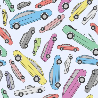 Araba arkaplanı - Grafik tasarımı için vektör rengi kusursuz ulaşım düzeni