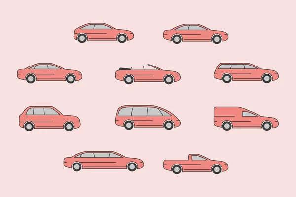 Auto Symbole Gesetzt Vektor Farbige Symbole Des Transports Für Die — Stockvektor