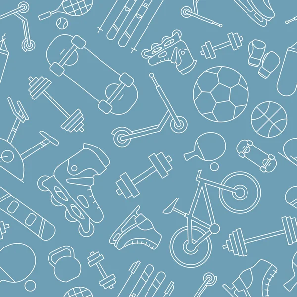 Sport and fitness background - Vector seamless pattern of bicycle, ball,  ski, snowboard, skates, scooter, skateboard and etc. for graphic design -  Stock Image - Everypixel