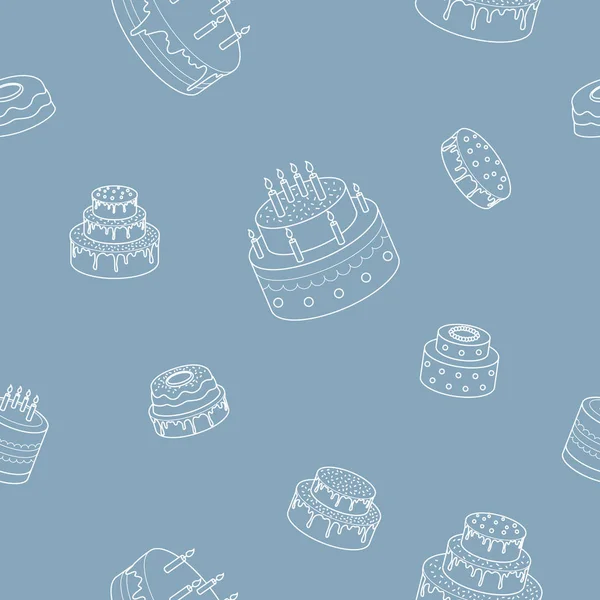 Fondo Tortas Patrón Sin Costura Vectorial Postre Dulce Pastelería Chocolate — Vector de stock