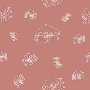 Paket kağıdı - Vektör grafik tasarımı için kusursuz pasta, kek ve kek deseni