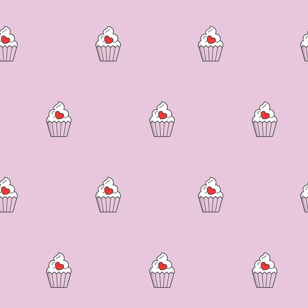 Packpapier Nahtloses Muster Aus Kuchen Cupcake Und Muffin Für Vektorgrafik — Stockvektor