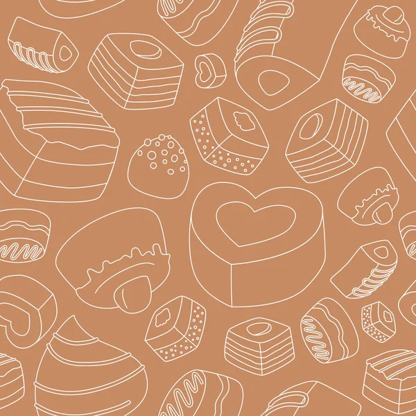 Сладкий Шоколадный Фон Векторный Бесшовный Рисунок Десерта Конфет Трюфелей Закусок — стоковый вектор
