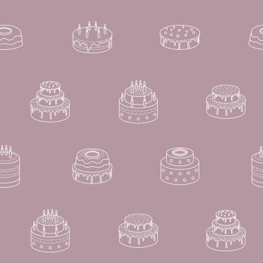 Pasta arkaplanı - Grafik tasarımı için tatlı tatlı, pasta, çikolata ve kekin kusursuz deseni