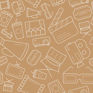 Sinema, sinema ve grafik tasarım videolarının film - Vektör arkaplanı (kusursuz desen)