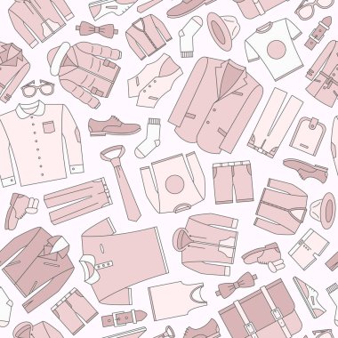Moda - Grafik tasarımı için erkek giysilerinin vektör renk arkaplanı (kusursuz desen)