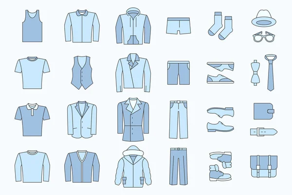 Set Icônes Mode Symboles Vectoriels Couleur Des Vêtements Pour Hommes — Image vectorielle