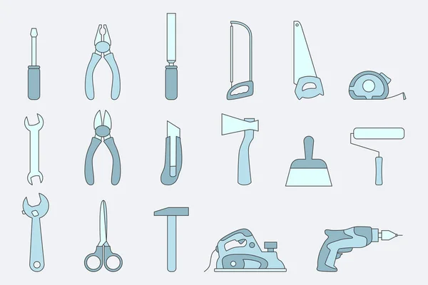 Work Tool Icons Set Vector Color Symbols Hammer Wrench Screwdriver — Stock Vector