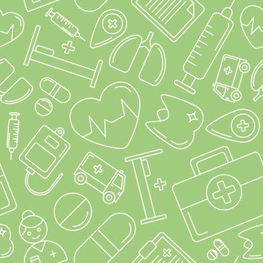 Grafik tasarımı için ambulansın tıp- Vektör arkaplanı (kusursuz desen)