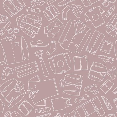 Moda - Grafik tasarımı için erkek giysilerinin vektör arkaplanı (kusursuz desen)
