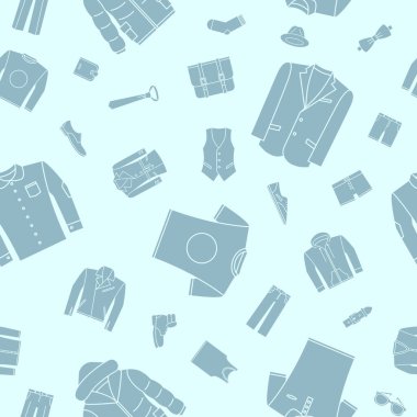 Moda - Görüntü tasarımı için erkek kıyafetlerinin vektör arkaplanı (kusursuz desen)