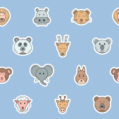 Hayvan - Hayvanların vektör renk arkaplanı (kusursuz desen) ve grafik tasarımı için vahşi hayvan