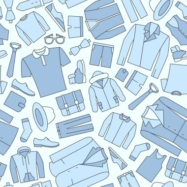Moda - Grafik tasarımı için erkek giysilerinin vektör renk arkaplanı (kusursuz desen)