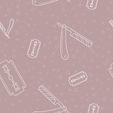 Paket kağıdı - Vektör grafik tasarımı için sembollerin kusursuz deseni berber dükkanı