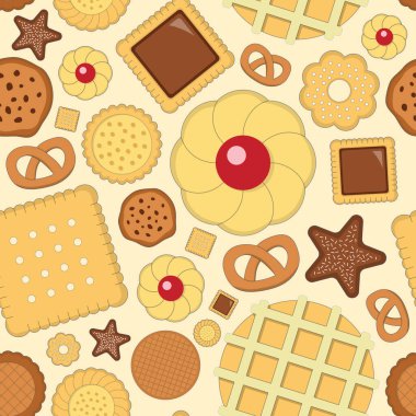 Kurabiye arkaplanı - Grafik tasarımı için tatlı tatlının vektör rengi kusursuz desen