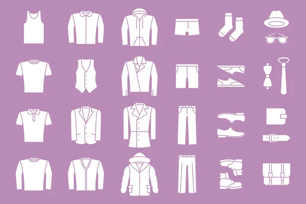 Set Icônes Mode Silhouettes Vectorielles Vêtements Pour Hommes Pour Site — Image vectorielle