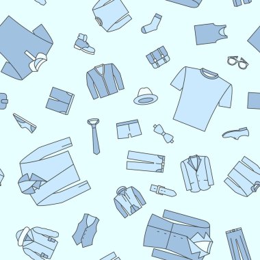 Moda - Grafik tasarımı için erkek giysilerinin vektör renk arkaplanı (kusursuz desen)