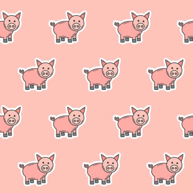 Paketleme kağıdı - Sembollerin kusursuz deseni vektör grafik tasarımı için domuz
