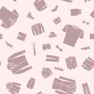 Moda - Görüntü tasarımı için erkek kıyafetlerinin vektör arkaplanı (kusursuz desen)