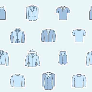 Moda - Grafik tasarımı için erkek giysilerinin vektör renk arkaplanı (kusursuz desen)