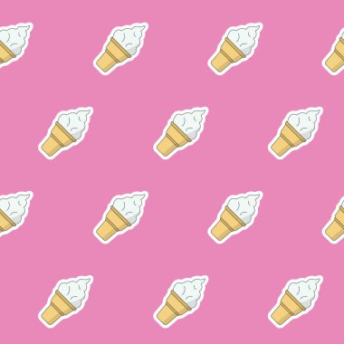 Paketleme kağıdı - Sembollerin kusursuz deseni vektör grafik tasarımı için dondurma