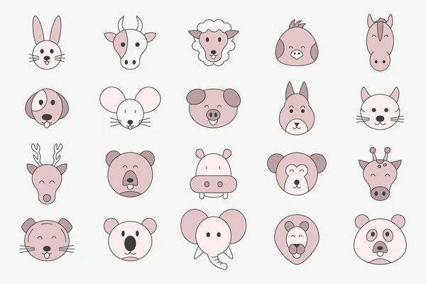 Animal Icons Set Vektor Farbsymbole Von Haustieren Und Wilden Tieren — Stockvektor
