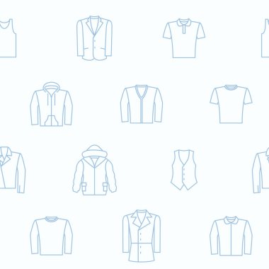 Moda - Grafik tasarımı için erkek giysilerinin vektör arkaplanı (kusursuz desen)