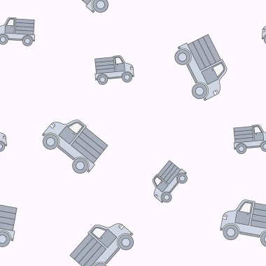 Ambalaj kağıdı - Vektör grafik tasarımı için sembollerin kusursuz deseni oyuncak araba