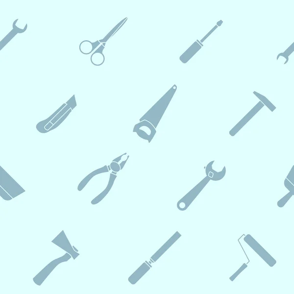 工作工具 平面设计用锤头 螺丝刀 斧头和刀的矢量背景 无缝图案 — 图库矢量图片