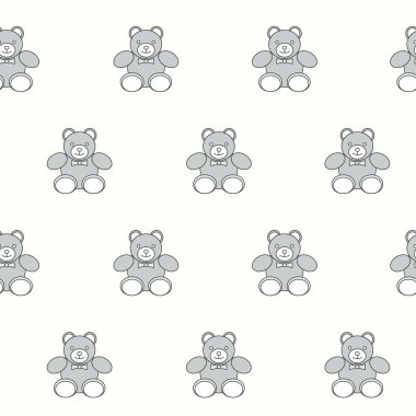 Ambalaj kağıdı - Vektör grafik tasarımı için oyuncak ayıcığın kusursuz deseni