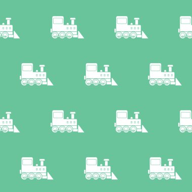 Paketleme kağıdı - Sembollerin kusursuz deseni vektör grafik tasarımı için oyuncak treni
