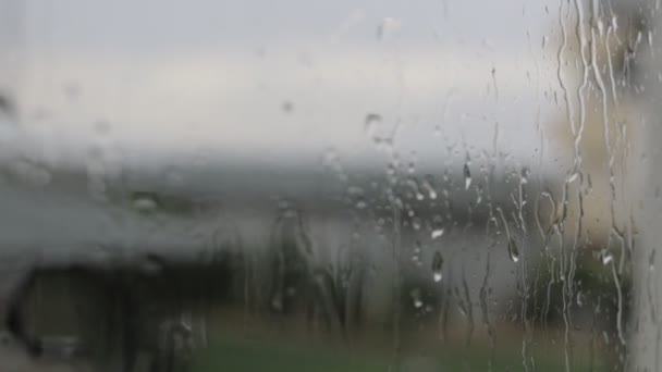 Чудові Дощі Падають Скляне Вікно — стокове відео