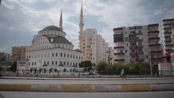 Från Moské Den Turkiska Staden Mersin — Stockvideo