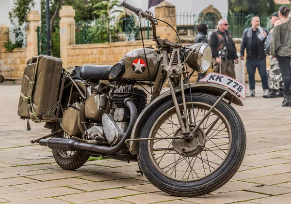 Vieilles Motos Dans Une Vitrine Rue Ancienne Nicosie — Photo