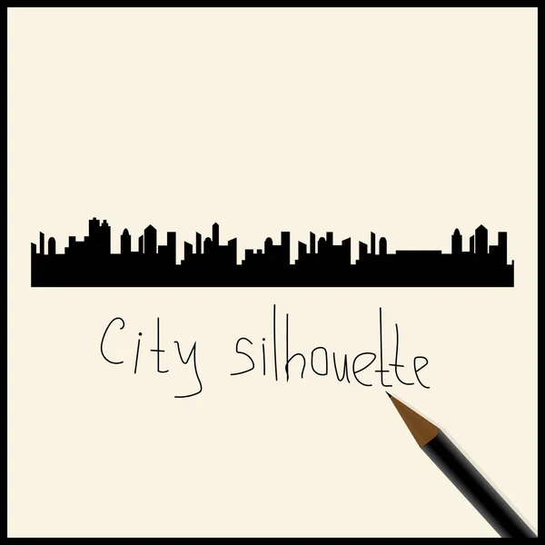 city silhouette. Inscription Pencil.
