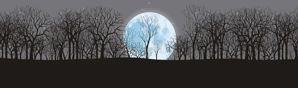 Koncepcja Samotności Księżyc Wschodzi Środku Lasu — Zdjęcie stockowe