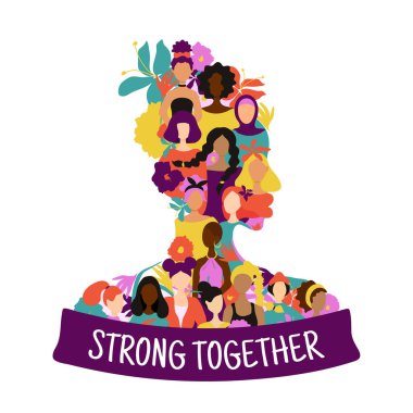 Kadın portrelerinden yapılmış Afrikalı kadın silueti